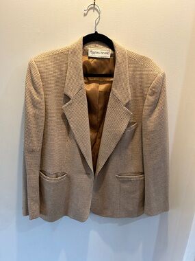 Vintage Evan Picone Tan Checked Women's Blazer